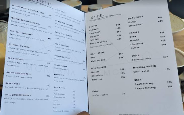 montana del cafe kintamani menu